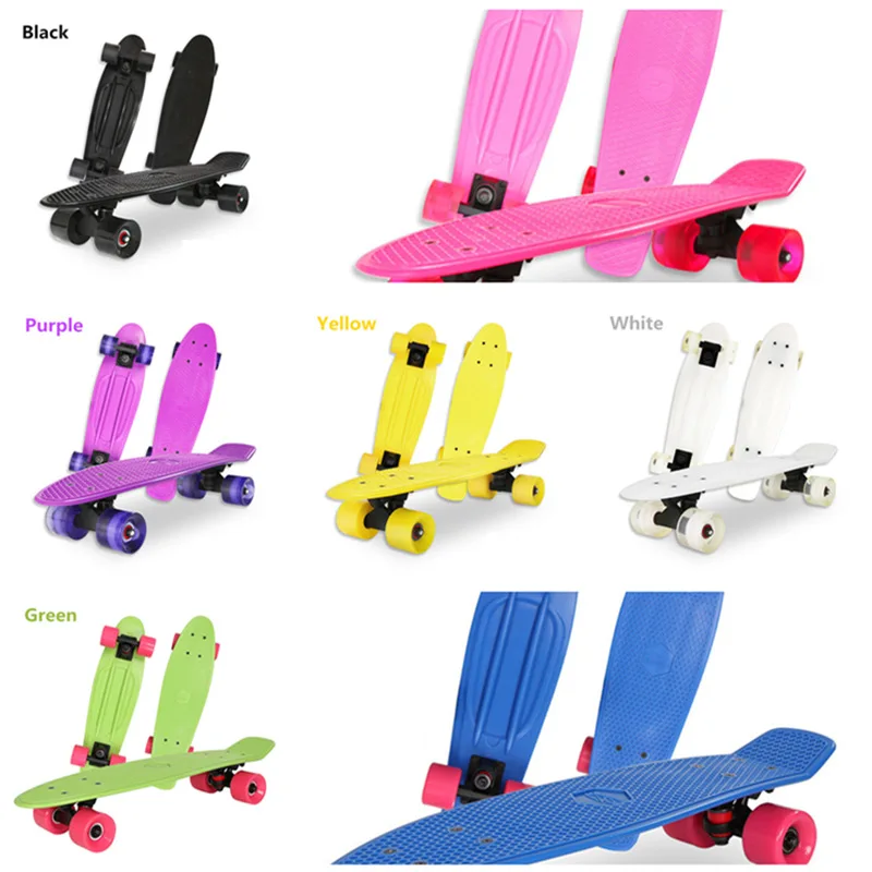 22.5'' Little Fish Skateboard Street Rockered Skate board Youth Outdoor Sports Equipment 4 Wheels 60mm PU Wheel Alloy Support