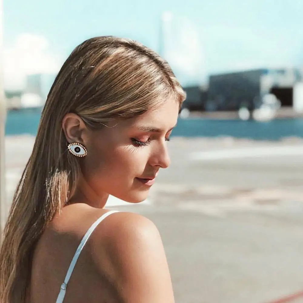 Новые модные минималистичные черные круглые серьги гвоздики от сглаза для