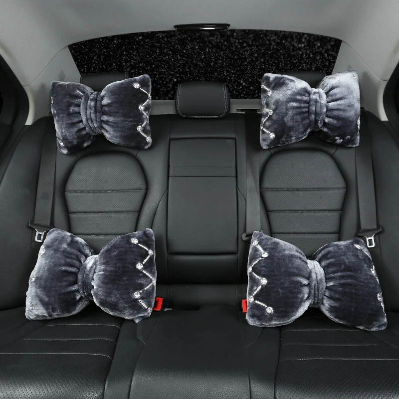 Luxury Pearl Diamond Car Headrest Pillow Rhinestone Neck Seat Back Support Plush Cushion Lady Girl Auto Accessories | Автомобили и