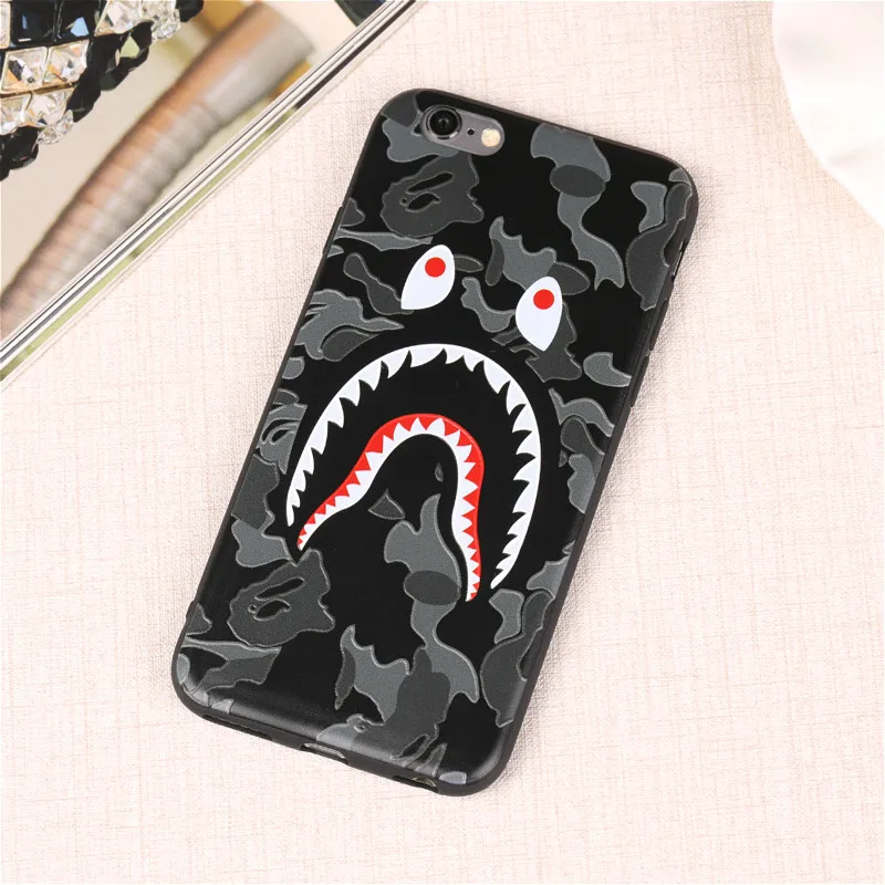 3D рельеф Мультфильм Акула камуфляж мягкий тонкий Коке Дело Чехлы для iPhone 6 6S плюс