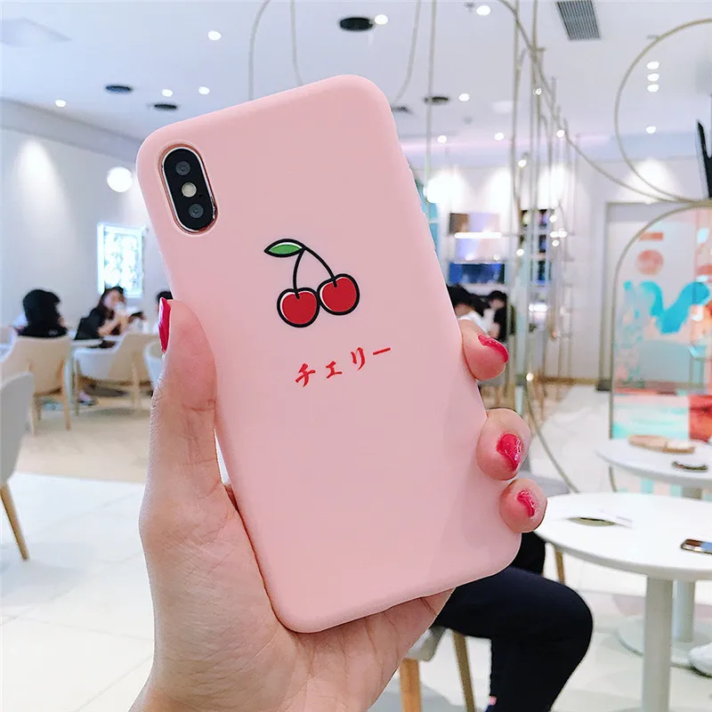 Милый чехол JAMULAR с японскими фруктами и вишней для iPhone 7 XS MAX X XR 6 6s 8 Plus розовый