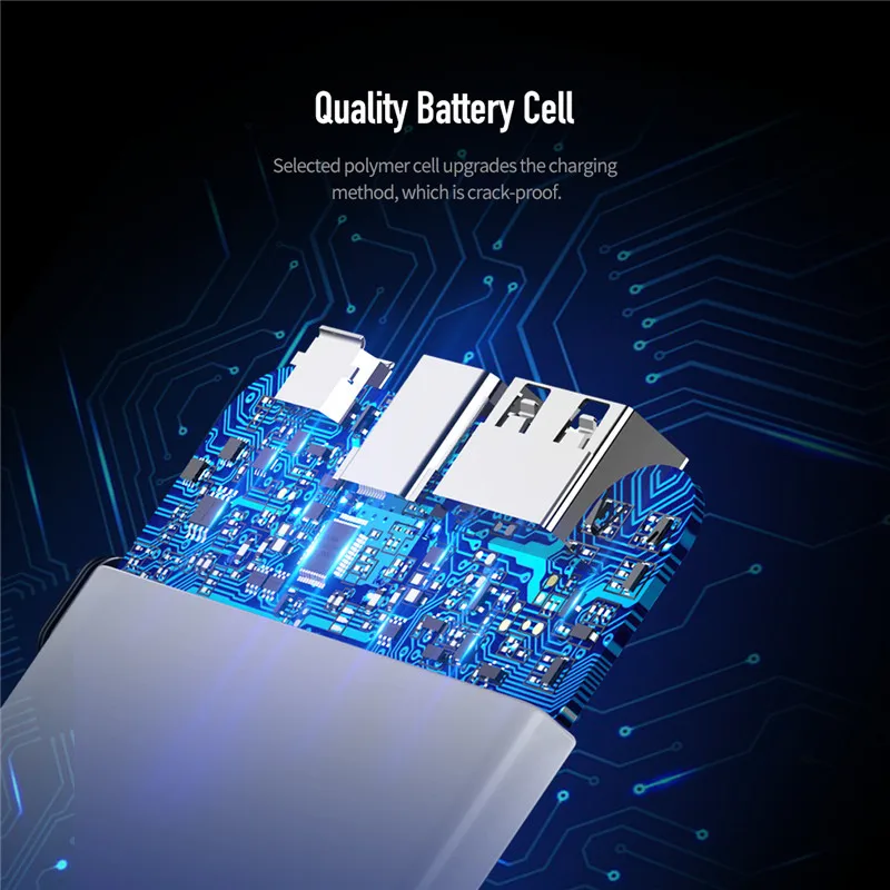 ROCK Mini Power Bank 10000 мАч для iPhone Sumsung Xiaomi Портативный внешний аккумулятор Powerbank с