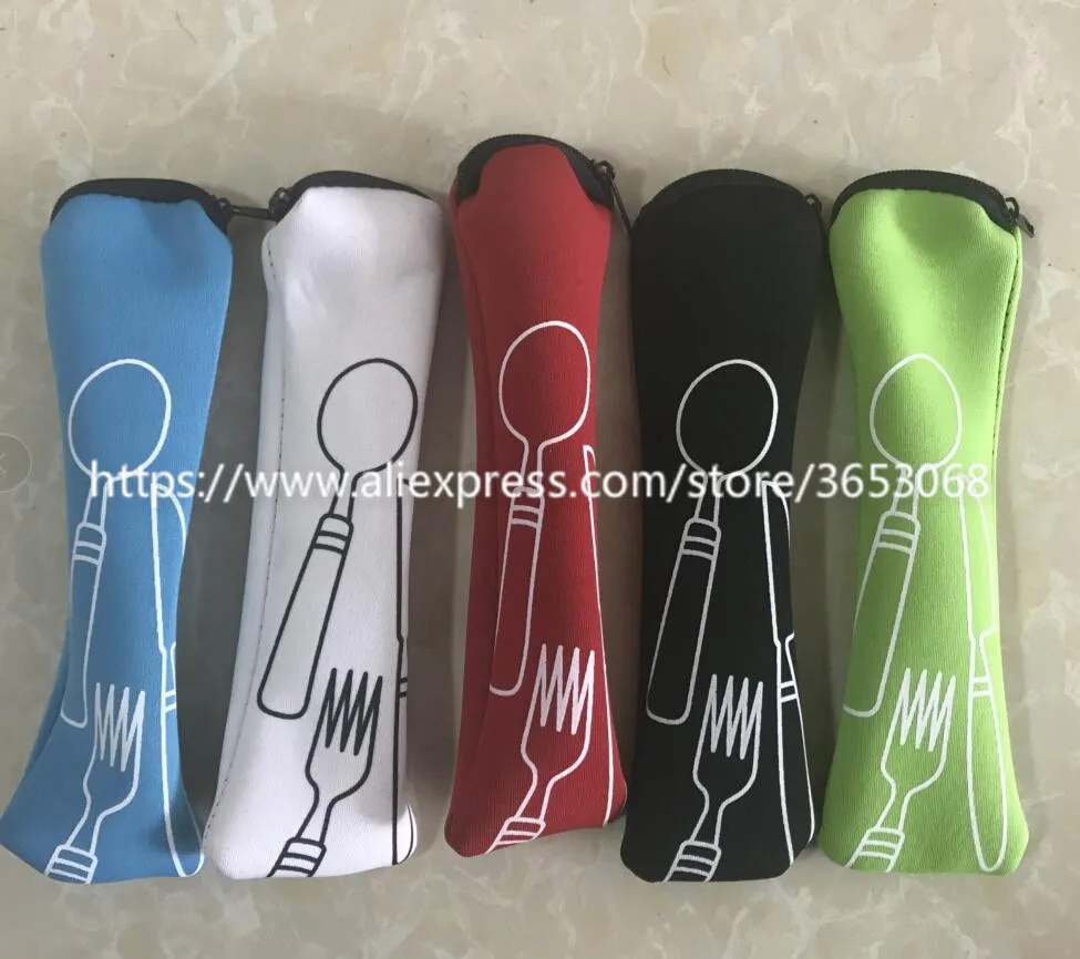 

New Design Waterproof Neoprene Neoprene spoon fork knife cutlery set /pouch/cover high quality party gift