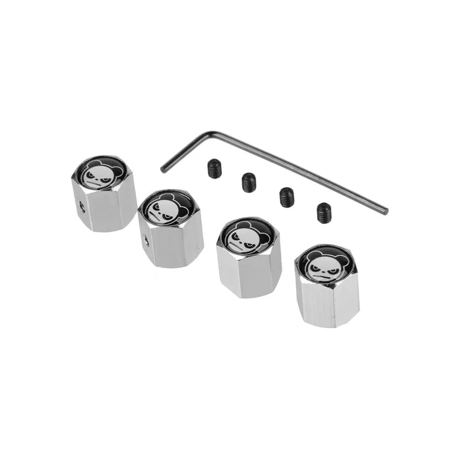 Pandahead-silver Автомобильные аксессуары для Honda Fit Jazz hyundai Alfa Romeo Skoda Mazda Trumpchi колпачки вентиля шины паук медведь панда обод декор в виде эмблемы - Color: Pandahead-silver