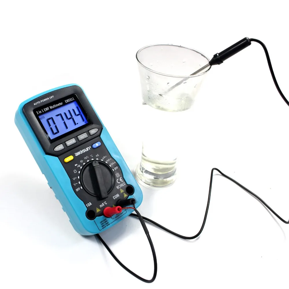 Все-солнце EM5511 EMF Цифровой мультиметр 3 в 1 EMF мультиметр Подсветка ЖК-дисплей Тестер Многофункциональный мультиметры EMF тестер