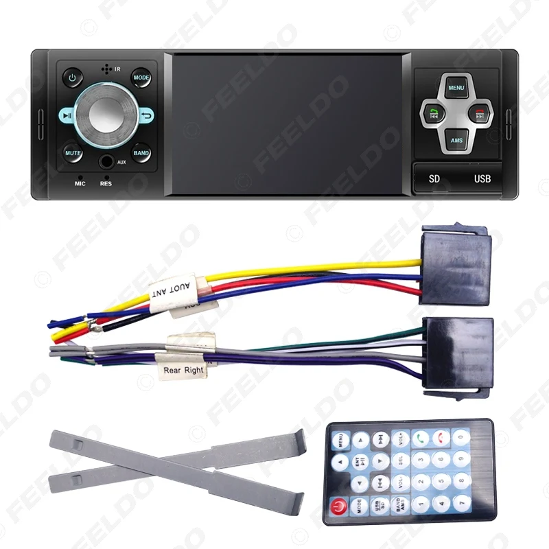 FEELDO 4 дюйма 1DIN ISO Автомобильный мультимедийный плеер с Mp3/Mp4/Mp5 поддержкой USB, SD карт памяти, резервная Bluetooth Камера Функция получаете: Камера#4492+ 3234