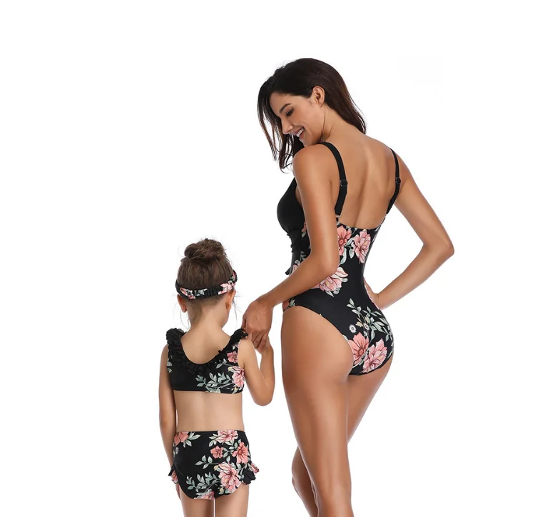 Новинка 2020 года Пикантные купальники для мамы и дочки с цветочным принтом