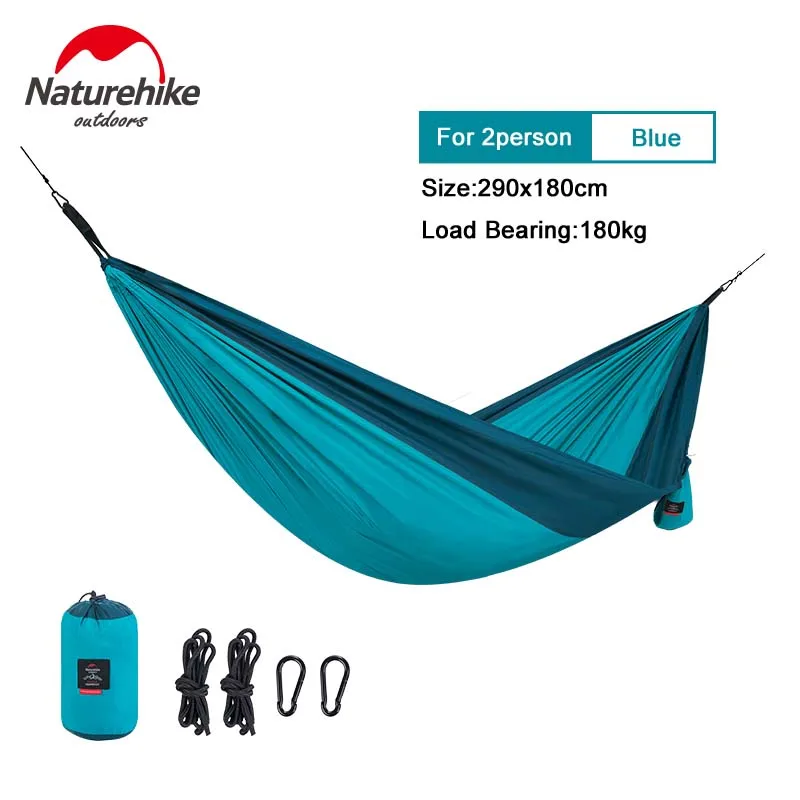 Double Blue NatureHike Сверхлегкий портативный висячий спальный кровать открытый складной Кемпинг Туризм путешествия гамак для отдыха - Цвет: Double Blue