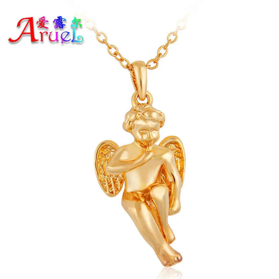 Фото Классическое ожерелье золотого цвета с цепочкой Крылья Ангела модные украшения