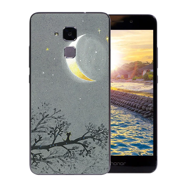 5.2 inch For Huawei Honor 5C Shell Clear Soft Silicone Slim for 7 Lite GT3 Back Cover Space Moon Pattern Phone Case |