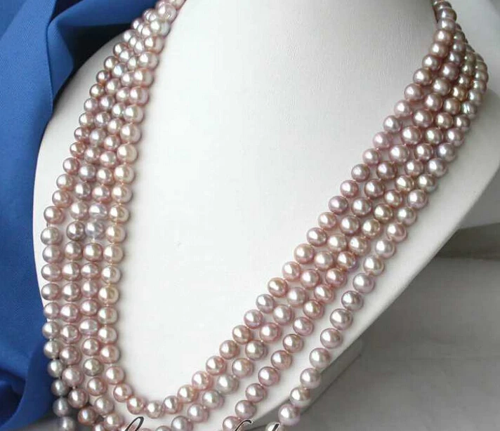 

fast z2803 Natural 100" 9mm round lavender freshwater pearl necklace AAA