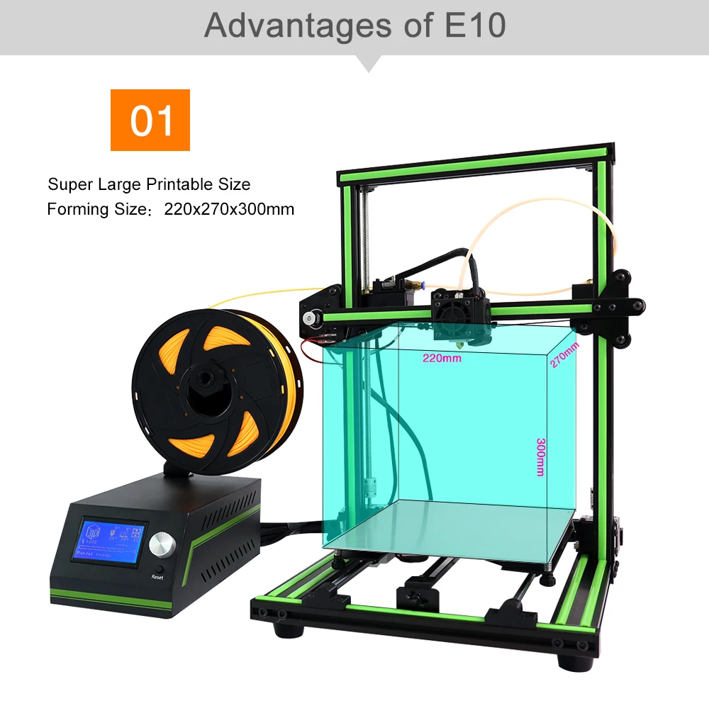 Принтер E10 Anet 3d принтер большой размер печати 220*270*300 мм офлайн печать низкая шумная Cura настольный 3D DIY комплект принтера