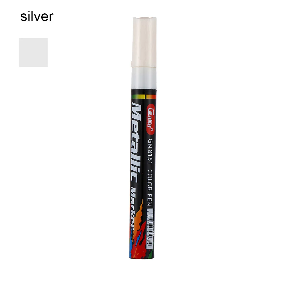 silver Новая Перманентная краска для шин, ручка для автомобиля, мотоцикла, велосипеда, креативный маркер, цветная Водонепроницаемая масляная ручка, резина/металл/стекло/дерево, краска для шин - Цвет: silver
