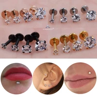 1pclot 16g 6mm round clear stone nose piercing labret ear piercing lip helix earrings nose ring cartilage tragus piercing oreja