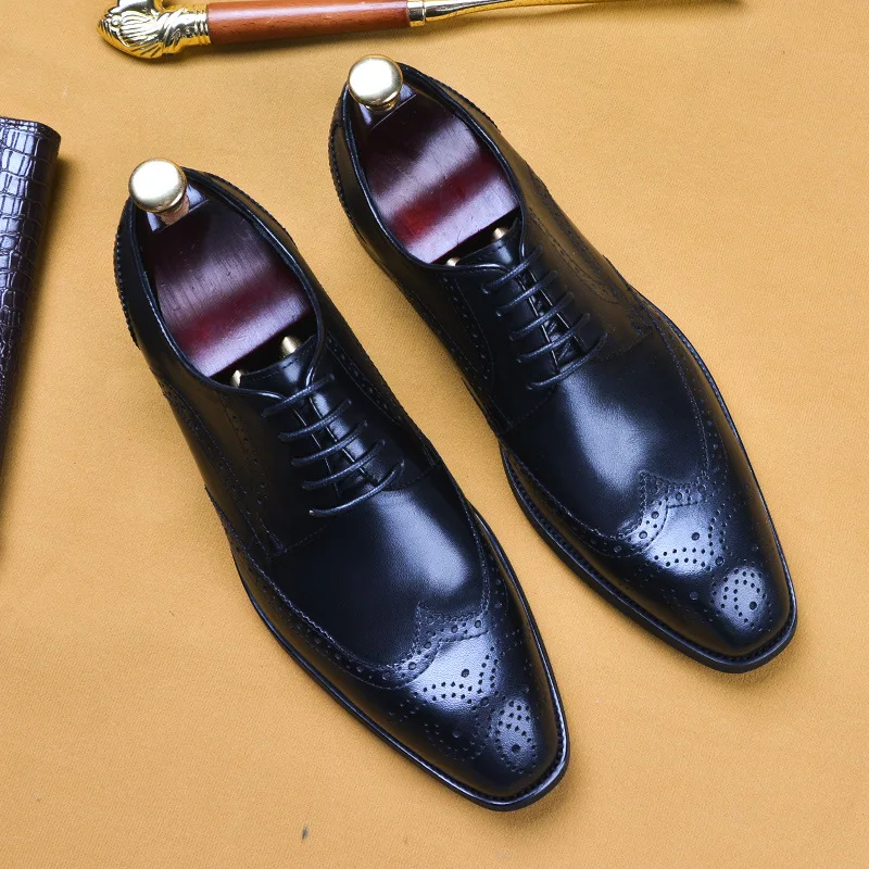 

mens formal shoes genuine leather oxford shoes for men black 2020 dress shoes wedding shoes laces leather brogues calzado hombre