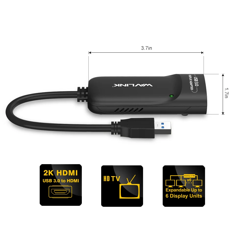 Wavlink USB 3 0 к HDMI видео графический адаптер Дисплей несколько мониторов 1080P внешняя