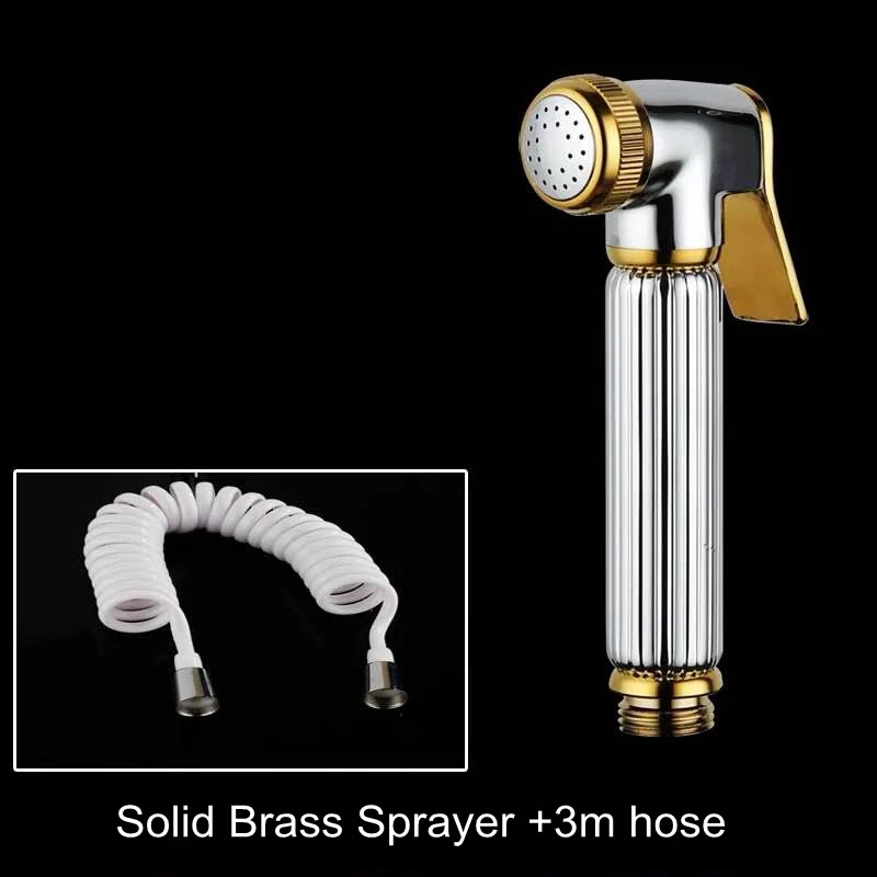 B- Sprayer-3m hose Bidets опрыскиватель-кран твердая латунь хром ручной туалетный ванная комната биде садовый кран Золотая Насадка-биде душ для домашних животных спрей EL009 - Цвет: B- Sprayer-3m hose
