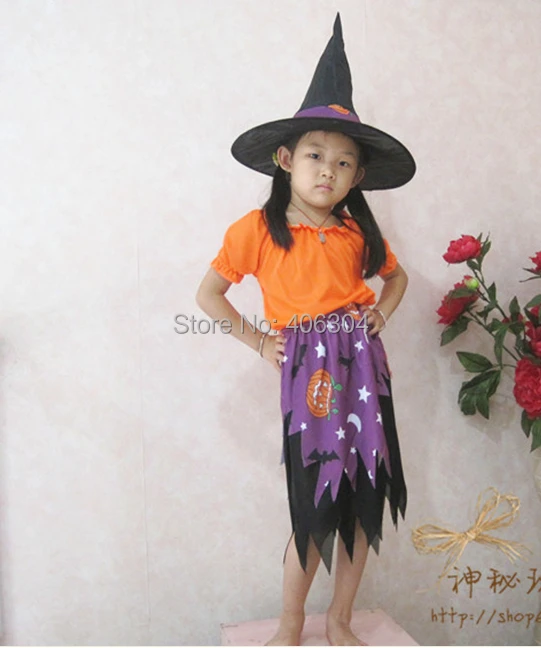Бесплатная доставка костюм для Хэллоуина детское платье ведьмы костюмированной