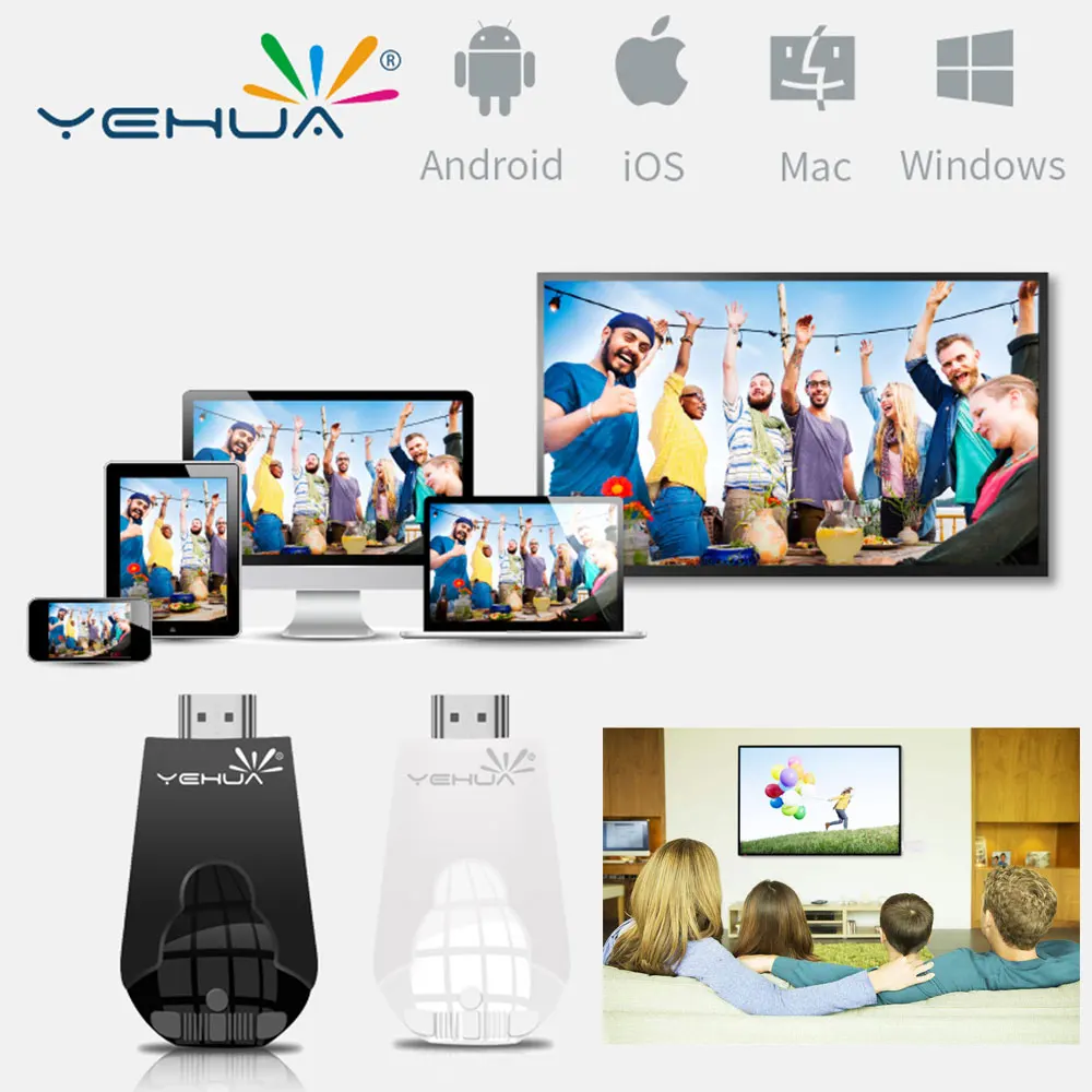

Беспроводной ТВ-Стик Yehua K8, Wi-Fi-дисплей, адаптер Anycast airplay, приемник miracast отзеркаливание DLNA HD 1080P