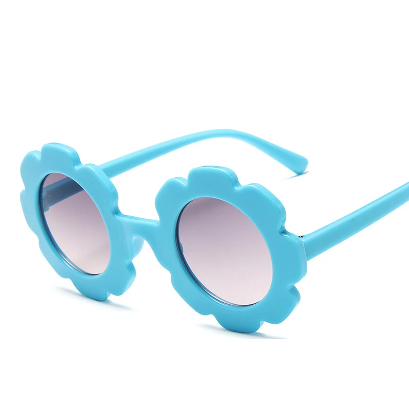 Винтажные очки детские солнцезащитные очки с круглым цветком Gafas детские спортивные солнцезащитные очки UV400 для девочек и мальчиков Oculos De Sol - Цвет линз: Синий