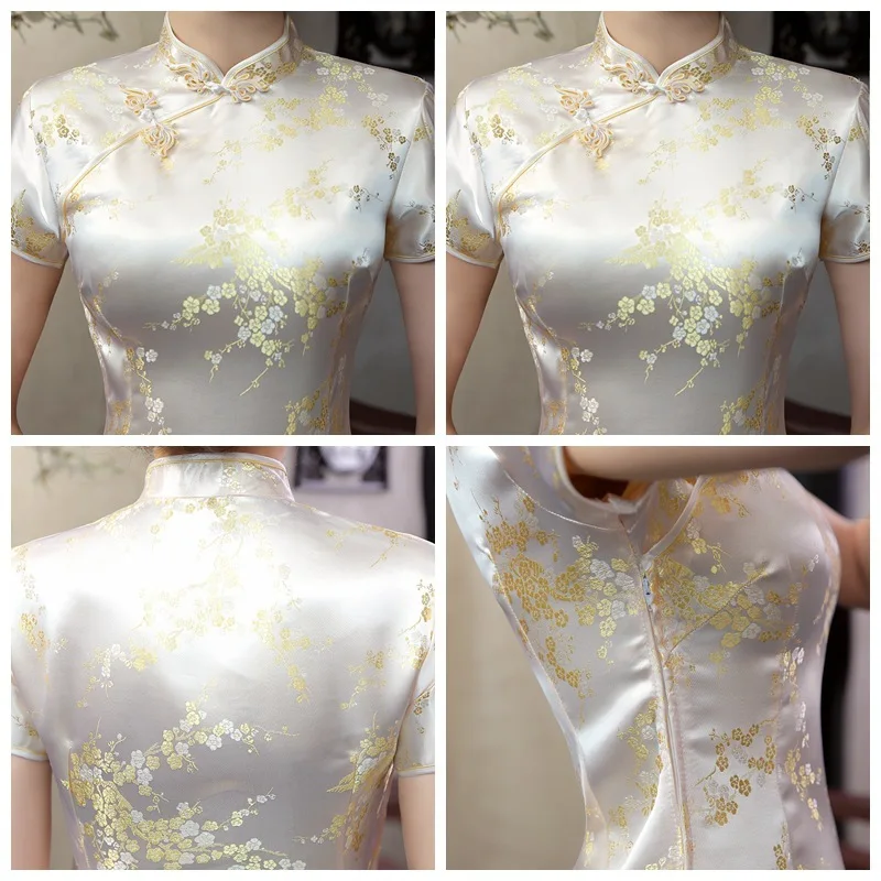 Церемониальные платья Cheongsam длинная консультация клиентская служба двери отеля Добро пожаловать работа Восточный одежда церемониальный халат Longue Femme