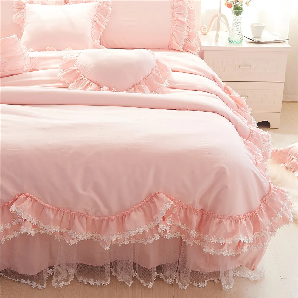 2019 хлопок красный розовый Цвет кружево постельные принадлежности набор