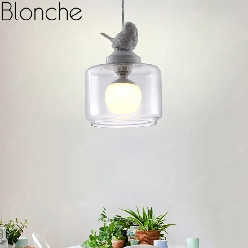 Современные подвесные светильники из смолы с птицей прозрачная стеклянная