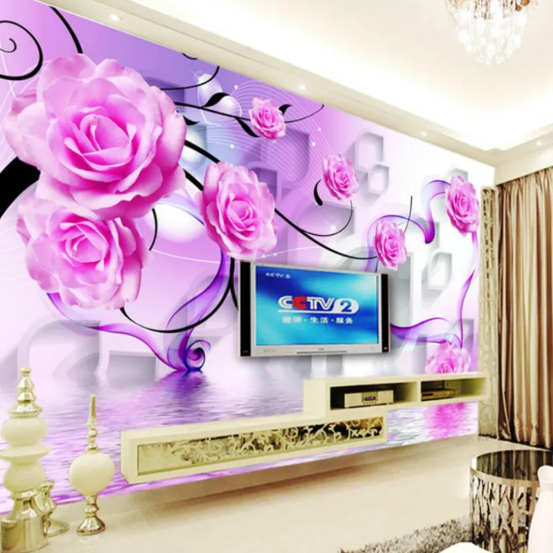 

Rose 3D diamond Wallpaper for Walls 3d Wall Paper TV Background Painting Mural Wallpapers Home Improvement Decorate