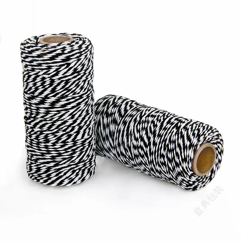 100 м 1 рулон/сумка двухцветный хлопковый шнур ручная работа двухжильный цветной - Фото №1