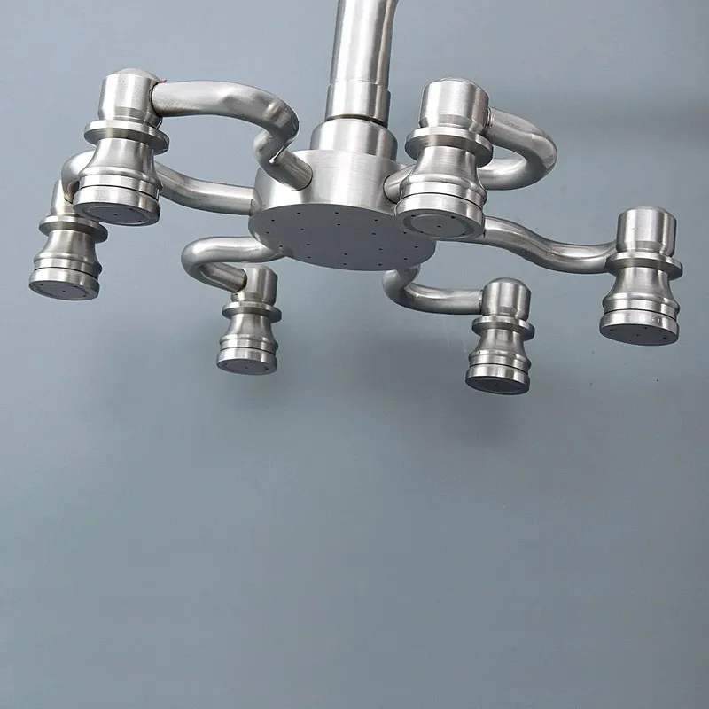 

Bathroom Accessory 8" Inch Brushed Nickel Brass Water Saving Six Claw Shape Top Rain Shower Head Bathroom Fitting ash269