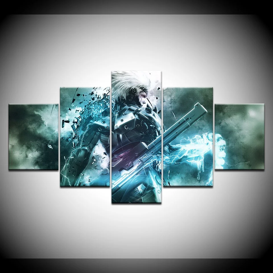 Металлический Шестерни Rising: Revengeance HD обои из игры 5 панелей современный модульный