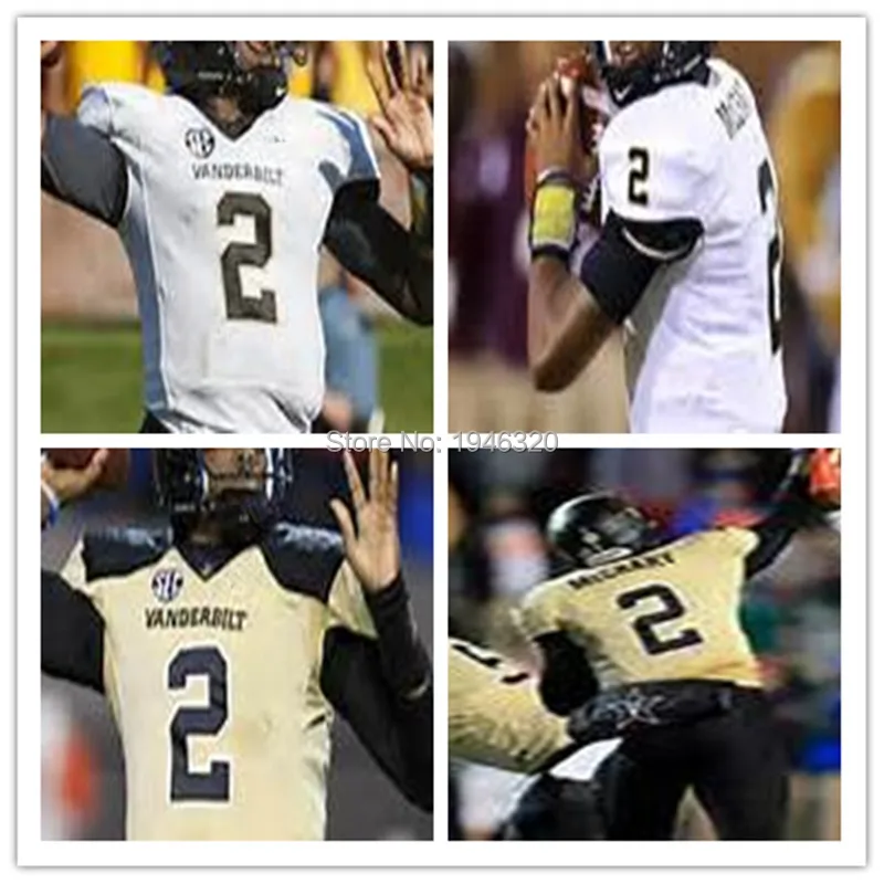 Free Shipping College Football Jerseys #2 Johnny McCrary White Vanderbilt Commodores Jersey Authentic Stitched Logos | Спорт и