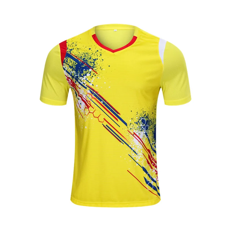 Only Yellow Shirt Теннисные футболки, мужская футболка для бадминтона, футболки для настольного тенниса из полиэстера, футболки для пинг-понга, униформа Волан желтого цвета S-4XL - Цвет: Only Yellow Shirt