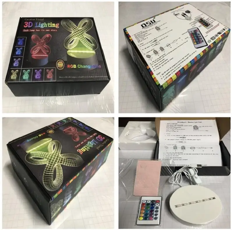 Популярная 3D светодиодная Ночная Настольная лампа с изменяющимися цветами 7