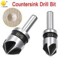 2pcs 5flute countersink drill bit hss 82degree point angle chamfer chamfering cutter 14 round shank for power tool