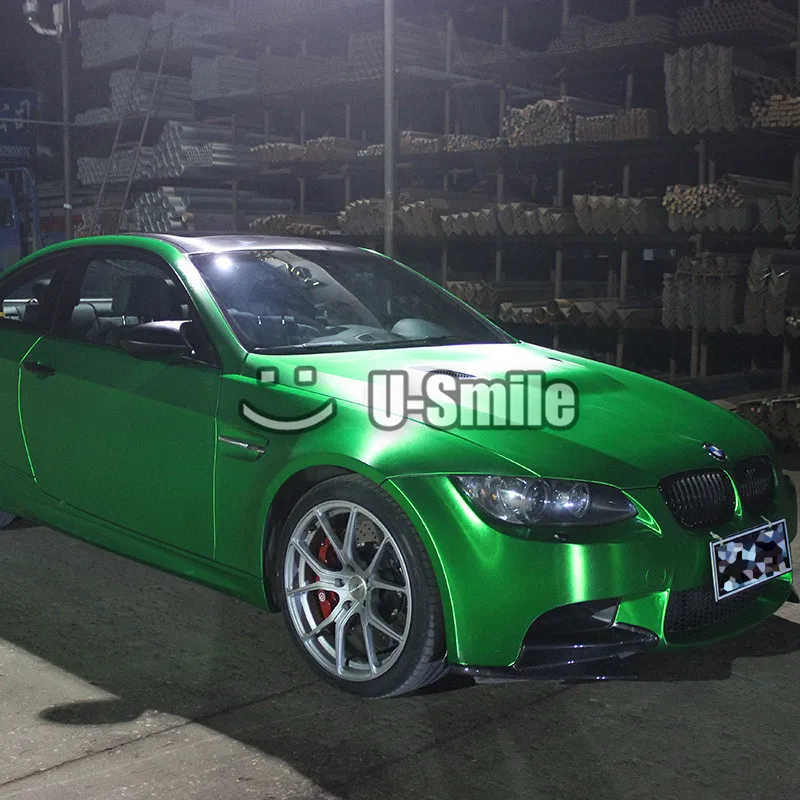 Premium Matte Brushed Chrome Green Vinyl Wrap Bubble Free For Car Graphic