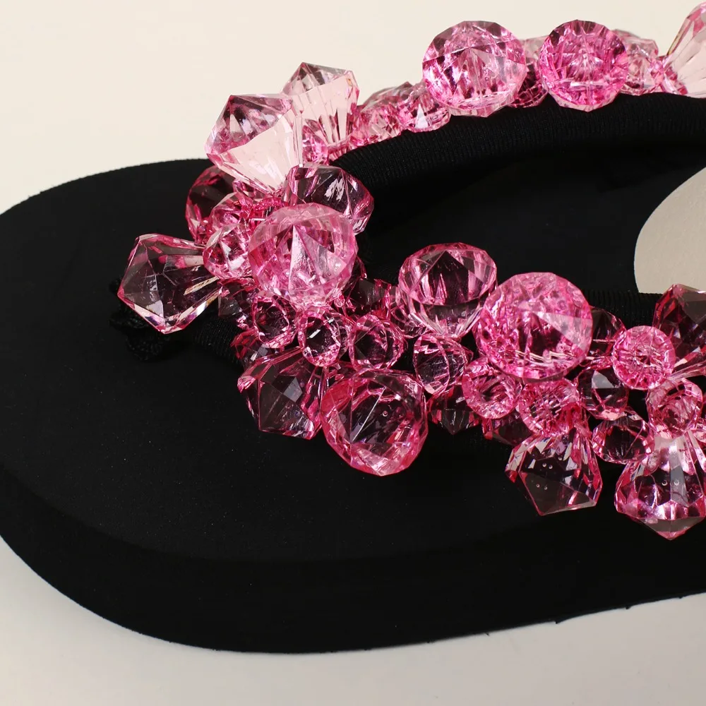 Новинка женские пляжные тапочки HAHAFLOWER на высоком каблуке летние шлепанцы с