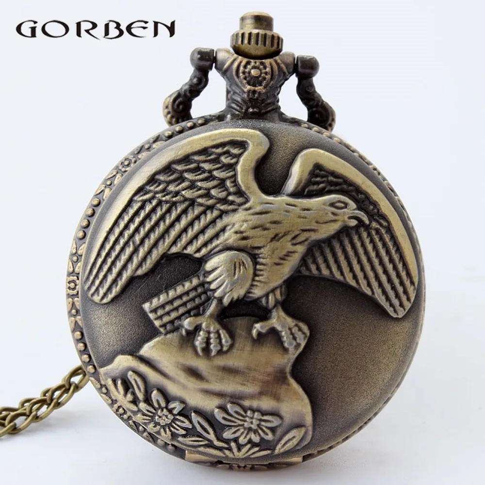 Карманные часы в стиле ретро Прямая поставка винтажные с орлом бронзовый