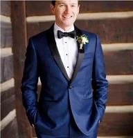 custom made costume slim fit groomsman suit for men navy blue best men suit wedding mens suitsjacketpants