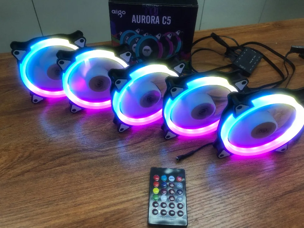 Aigo aura sync c3/c5 чехол для компьютера pc вентилятор Радиатор Вентилятор rgb Регулировка led 120 мм охладитель охлаждения тихий вентилятор беспроводной пульт дистанционного управления
