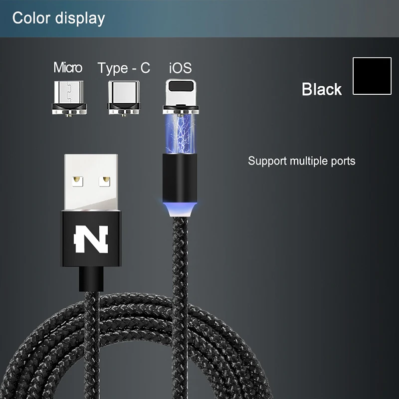 Магнитный кабель быстрой зарядки Micro Тип usb C кабели для iPhone samsung светодиодный LED