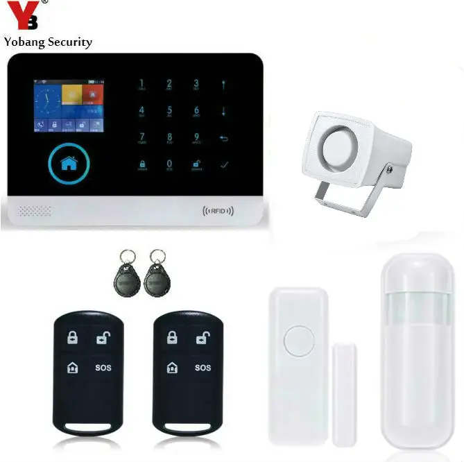 Yobang охранное приложение Wifi GSM GPRS SMS сигнализация RFID Arm/Disarm Автонабор охранной сигнализации DIY охранная сигнализация сирена сенсор наборы - Цвет: YB103294