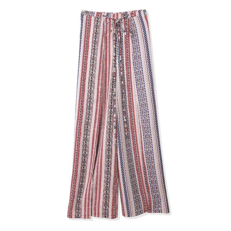 Женские свободные шифоновые брюки летние длинные широкие богемные раздельные с