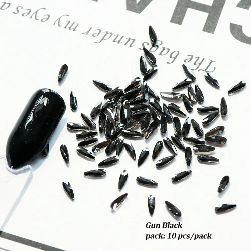 Gun Black 10 шт Стразы для ногтей, блестящие украшения, Кристальные блестки, капли воды для ногтей, драгоценные камни, цветные украшения, плоская задняя часть, декор для ногтей TR1007 - Цвет: Gun Black