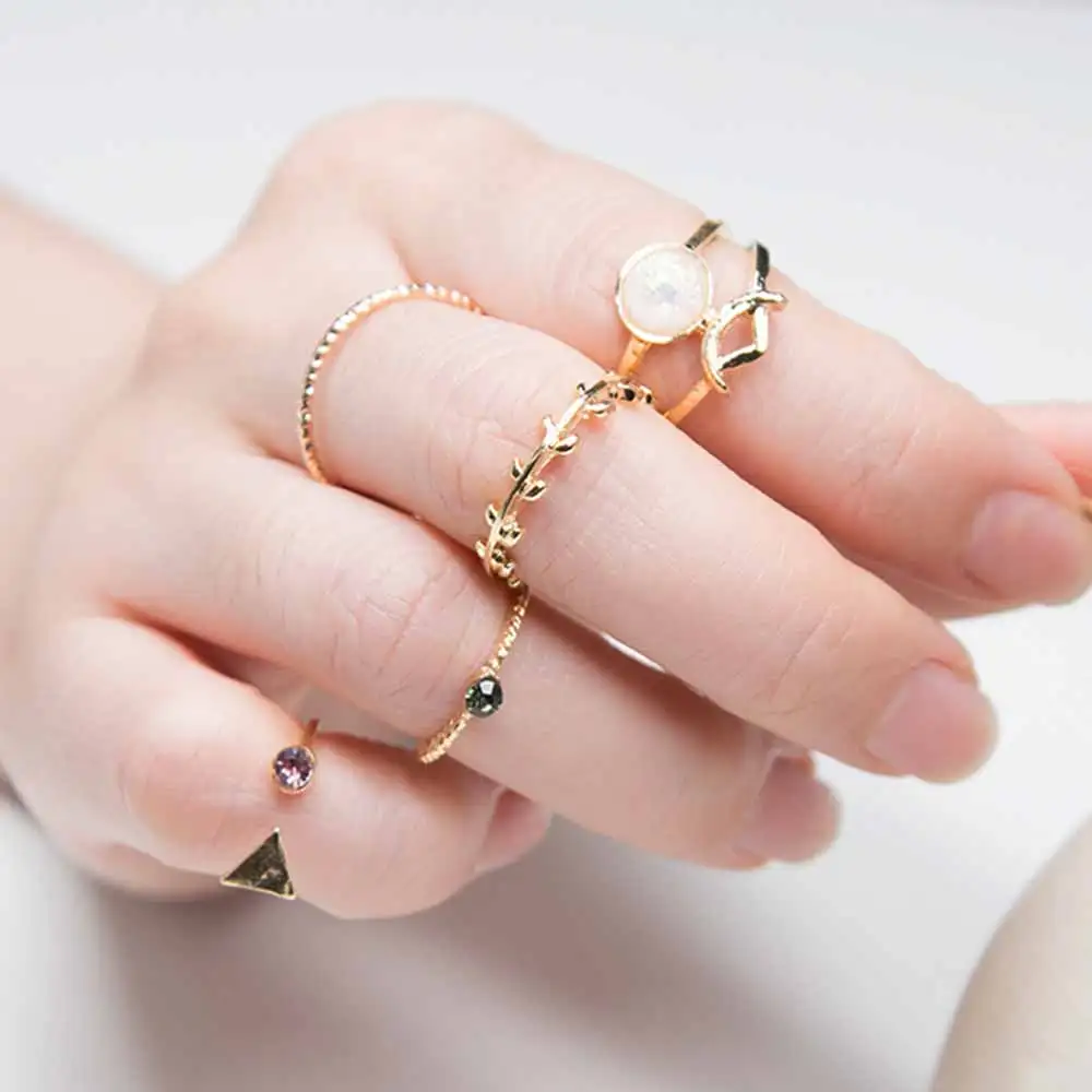 Женское кольцо из ротанга FAMSHIN искусственного камня с розовыми кристаллами и