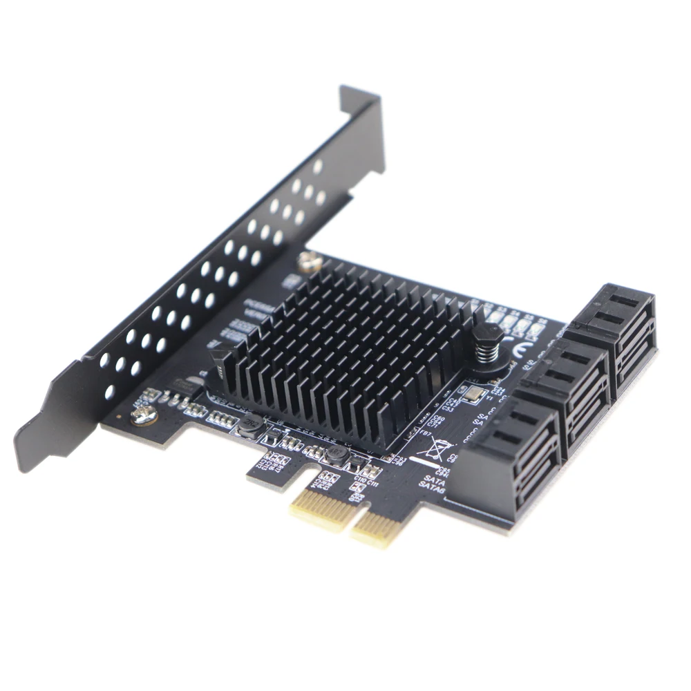 6-Порты и разъёмы PCIe 2,0x1 SATA III адаптер карты Marvell Чипсет Non-Raid для IPFS жесткого диска добычи полезных ископаемых и добавления SATA 3,0 устройств
