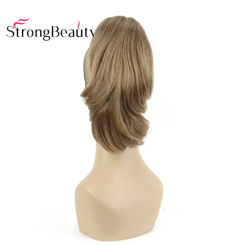 StrongBeauty 12 дюймов 10% синтетические 90% человеческие волосы короткая кудрявая заколка для хвоста в наращивание волос с зажимом для когтей