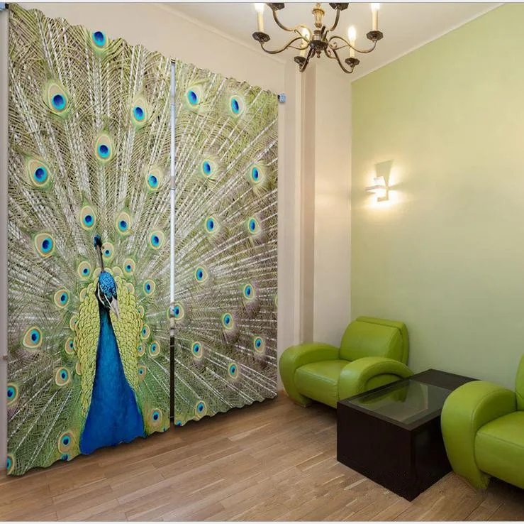 

Peacock 3D Printing Blackout Curtains Bedding Room Living Room or hotel Drapes Cortians Sunshade Window Curtain 3D Curtains