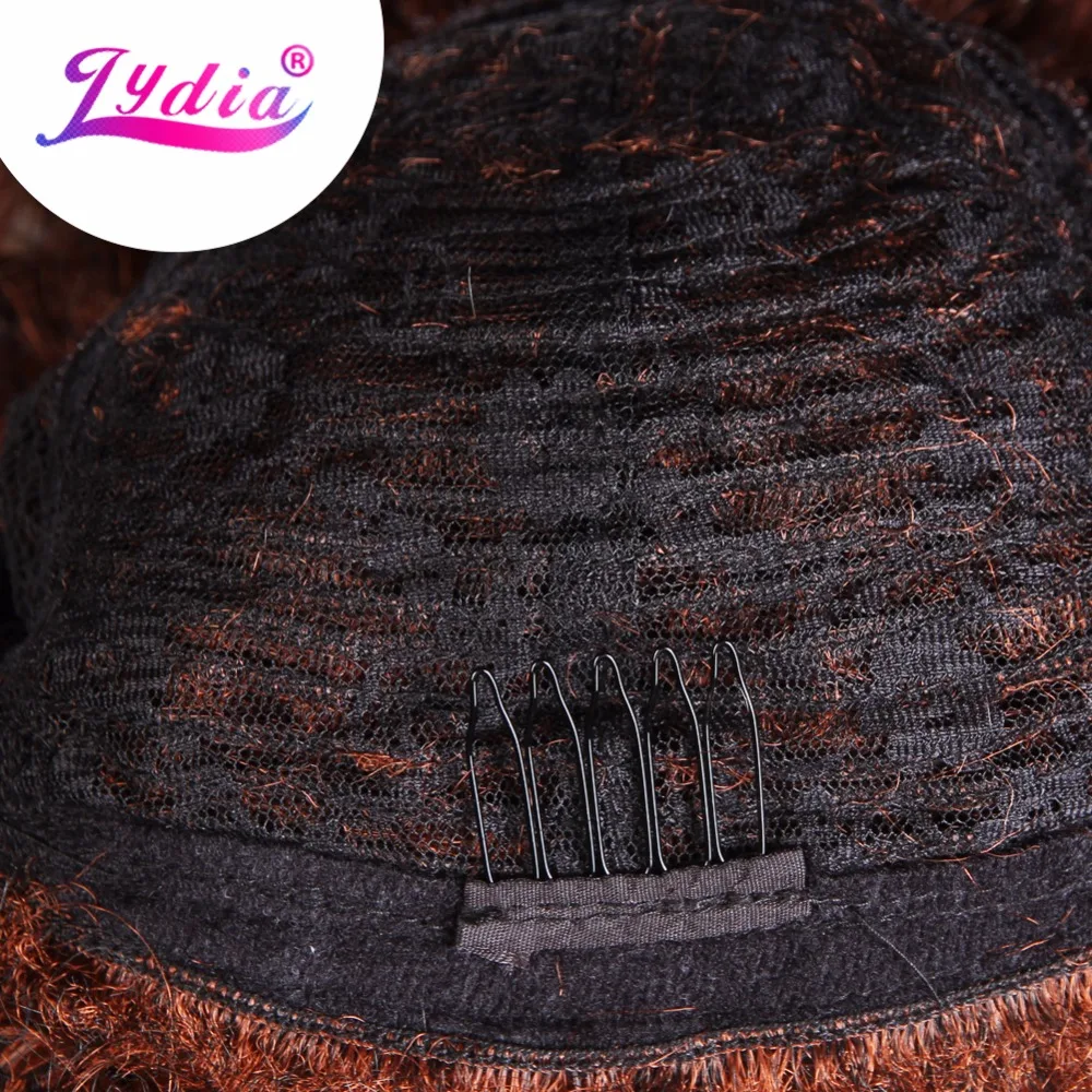 Lydia Afro Curly Synthetic Wigs Short Kanekalon Heat Resistant Wig For African American Women Natural Black & Mix Color