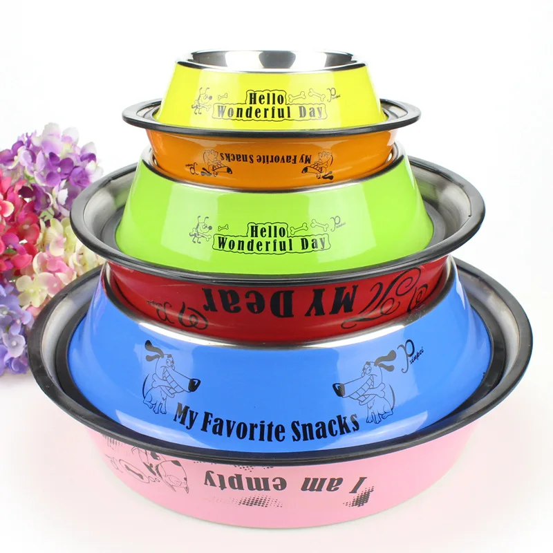 Wofo 6 размеров Расширенный нескользящей Краски Нержавеющая сталь чаша для собаки